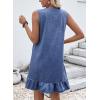 image:imageDokotoo Denim Dress for Women Spring Summer Sleeveless V Neck Ruffle Hem Lightweight Casual ALine Mini Jean DressesAshleigh Blue