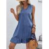 image:imageDokotoo Denim Dress for Women Spring Summer Sleeveless V Neck Ruffle Hem Lightweight Casual ALine Mini Jean DressesAshleigh Blue