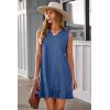 image:imageDokotoo Denim Dress for Women Spring Summer Sleeveless V Neck Ruffle Hem Lightweight Casual ALine Mini Jean DressesAshleigh Blue