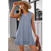 image:imageDokotoo Denim Dress for Women Spring Summer Sleeveless V Neck Ruffle Hem Lightweight Casual ALine Mini Jean DressesBeau Blue
