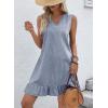 image:imageDokotoo Denim Dress for Women Spring Summer Sleeveless V Neck Ruffle Hem Lightweight Casual ALine Mini Jean DressesBeau Blue