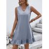 image:imageDokotoo Denim Dress for Women Spring Summer Sleeveless V Neck Ruffle Hem Lightweight Casual ALine Mini Jean DressesBeau Blue