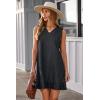 image:imageDokotoo Denim Dress for Women Spring Summer Sleeveless V Neck Ruffle Hem Lightweight Casual ALine Mini Jean DressesBlack