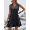 image:imageDokotoo Denim Dress for Women Spring Summer Sleeveless V Neck Ruffle Hem Lightweight Casual ALine Mini Jean DressesBlack