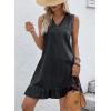 image:imageDokotoo Denim Dress for Women Spring Summer Sleeveless V Neck Ruffle Hem Lightweight Casual ALine Mini Jean DressesBlack
