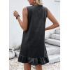 image:imageDokotoo Denim Dress for Women Spring Summer Sleeveless V Neck Ruffle Hem Lightweight Casual ALine Mini Jean DressesBlack
