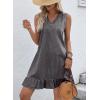 image:imageDokotoo Denim Dress for Women Spring Summer Sleeveless V Neck Ruffle Hem Lightweight Casual ALine Mini Jean DressesGrey