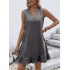 image:imageDokotoo Denim Dress for Women Spring Summer Sleeveless V Neck Ruffle Hem Lightweight Casual ALine Mini Jean DressesGrey
