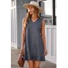 image:imageDokotoo Denim Dress for Women Spring Summer Sleeveless V Neck Ruffle Hem Lightweight Casual ALine Mini Jean DressesGrey