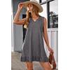 image:imageDokotoo Denim Dress for Women Spring Summer Sleeveless V Neck Ruffle Hem Lightweight Casual ALine Mini Jean DressesGrey