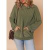 image:imageDokotoo Hoodies for Women 2026 Casual Oversized Hoodie Long Sleeve Sweatshirt Solid Pullover Ribbed Knit TopsAjungle Green