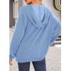 image:imageDokotoo Hoodies for Women 2026 Casual Oversized Hoodie Long Sleeve Sweatshirt Solid Pullover Ribbed Knit TopsBeau Blue