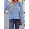 image:imageDokotoo Hoodies for Women 2026 Casual Oversized Hoodie Long Sleeve Sweatshirt Solid Pullover Ribbed Knit TopsBeau Blue