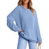 image:imageDokotoo Hoodies for Women 2026 Casual Oversized Hoodie Long Sleeve Sweatshirt Solid Pullover Ribbed Knit TopsBeau Blue