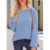 image:imageDokotoo Hoodies for Women 2026 Casual Oversized Hoodie Long Sleeve Sweatshirt Solid Pullover Ribbed Knit TopsBeau Blue