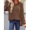 image:imageDokotoo Hoodies for Women 2026 Casual Oversized Hoodie Long Sleeve Sweatshirt Solid Pullover Ribbed Knit TopsChocolate Brown