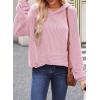 image:imageDokotoo Hoodies for Women 2026 Casual Oversized Hoodie Long Sleeve Sweatshirt Solid Pullover Ribbed Knit TopsPink