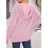 image:imageDokotoo Hoodies for Women 2026 Casual Oversized Hoodie Long Sleeve Sweatshirt Solid Pullover Ribbed Knit TopsPink