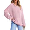 image:imageDokotoo Hoodies for Women 2026 Casual Oversized Hoodie Long Sleeve Sweatshirt Solid Pullover Ribbed Knit TopsPink
