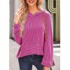 image:imageDokotoo Hoodies for Women 2026 Casual Oversized Hoodie Long Sleeve Sweatshirt Solid Pullover Ribbed Knit TopsRose Red