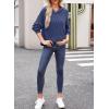 image:imageDokotoo Hoodies for Women 2026 Casual Oversized Hoodie Long Sleeve Sweatshirt Solid Pullover Ribbed Knit TopsSail Blue