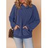 image:imageDokotoo Hoodies for Women 2026 Casual Oversized Hoodie Long Sleeve Sweatshirt Solid Pullover Ribbed Knit TopsSail Blue
