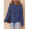 image:imageDokotoo Hoodies for Women 2026 Casual Oversized Hoodie Long Sleeve Sweatshirt Solid Pullover Ribbed Knit TopsSail Blue