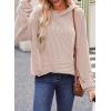 image:imageDokotoo Hoodies for Women 2026 Casual Oversized Hoodie Long Sleeve Sweatshirt Solid Pullover Ribbed Knit TopsSmoke Gray