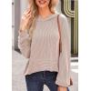 image:imageDokotoo Hoodies for Women 2026 Casual Oversized Hoodie Long Sleeve Sweatshirt Solid Pullover Ribbed Knit TopsSmoke Gray