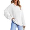 image:imageDokotoo Hoodies for Women 2026 Casual Oversized Hoodie Long Sleeve Sweatshirt Solid Pullover Ribbed Knit TopsWhite