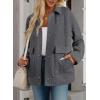 image:imageDokotoo Jackets for Women Casual Long Sleeve Collared Jacquard Coats Trendy Button Down Shacket Jacket with PocketsGrey