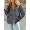 image:imageDokotoo Jackets for Women Casual Long Sleeve Collared Jacquard Coats Trendy Button Down Shacket Jacket with PocketsGrey