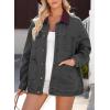 image:imageDokotoo Jean Jacket Women Trendy Fall Fashion Long Sleeve Denim Jacket Corduroy Collar Barn Jackets Oversized Coat 2025Dark Gray