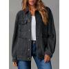 image:imageDokotoo Jean Jacket Women Trendy Fall Fashion Long Sleeve Denim Jacket Corduroy Collar Barn Jackets Oversized Coat 2025Dark Gray
