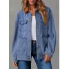 image:imageDokotoo Jean Jacket Women Trendy Fall Fashion Long Sleeve Denim Jacket Corduroy Collar Barn Jackets Oversized Coat 2025Deep Blue
