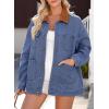 image:imageDokotoo Jean Jacket Women Trendy Fall Fashion Long Sleeve Denim Jacket Corduroy Collar Barn Jackets Oversized Coat 2025Deep Blue