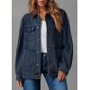 image:imageDokotoo Jean Jacket Women Trendy Fall Fashion Long Sleeve Denim Jacket Corduroy Collar Barn Jackets Oversized Coat 2025Dirty Blue