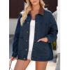 image:imageDokotoo Jean Jacket Women Trendy Fall Fashion Long Sleeve Denim Jacket Corduroy Collar Barn Jackets Oversized Coat 2025Dirty Blue