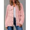 image:imageDokotoo Jean Jacket Women Trendy Fall Fashion Long Sleeve Denim Jacket Corduroy Collar Barn Jackets Oversized Coat 2025Pink