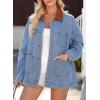 image:imageDokotoo Jean Jacket Women Trendy Fall Fashion Long Sleeve Denim Jacket Corduroy Collar Barn Jackets Oversized Coat 2025Sky Blue
