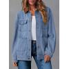 image:imageDokotoo Jean Jacket Women Trendy Fall Fashion Long Sleeve Denim Jacket Corduroy Collar Barn Jackets Oversized Coat 2025Sky Blue
