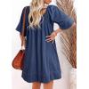 image:imageDokotoo Lightweight Flowy Denim Dress for Women 2026 Square Neck Short Sleeve Dresses Tie Knot Front Cotton Jean DressNavy Blue
