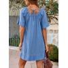 image:imageDokotoo Lightweight Flowy Denim Dress for Women 2026 Square Neck Short Sleeve Dresses Tie Knot Front Cotton Jean DressSky Blue