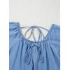 image:imageDokotoo Lightweight Flowy Denim Dress for Women 2026 Square Neck Short Sleeve Dresses Tie Knot Front Cotton Jean DressSky Blue