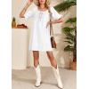 image:imageDokotoo Lightweight Flowy Denim Dress for Women 2026 Square Neck Short Sleeve Dresses Tie Knot Front Cotton Jean DressWhite