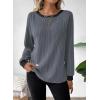 image:imageDokotoo Long Sleeve Shirts for Women Casual Fashion Loose Fit Womens Tops Crewneck Basic Pullover TunicsDark Grey