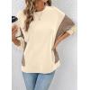 image:imageDokotoo Oversized Crewneck Sweatshirt for Women Long Sleeve Soft Knit Tops Striped Contrast Tunic Shirts Fall Winter ClothesApricot