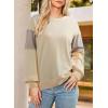 image:imageDokotoo Oversized Crewneck Sweatshirt for Women Long Sleeve Soft Knit Tops Striped Contrast Tunic Shirts Fall Winter ClothesApricot