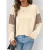 image:imageDokotoo Oversized Crewneck Sweatshirt for Women Long Sleeve Soft Knit Tops Striped Contrast Tunic Shirts Fall Winter ClothesApricot