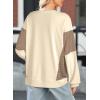 image:imageDokotoo Oversized Crewneck Sweatshirt for Women Long Sleeve Soft Knit Tops Striped Contrast Tunic Shirts Fall Winter ClothesApricot